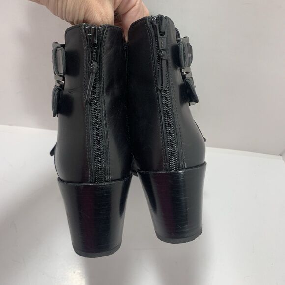 Stuart Weitzman Black Leather Studded Strap Bootcamp Ankle Boots Size 9 - Picture 12 of 16